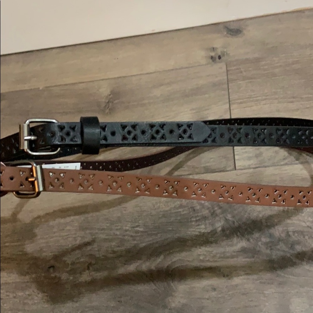 Black and Brown Skinny Belt